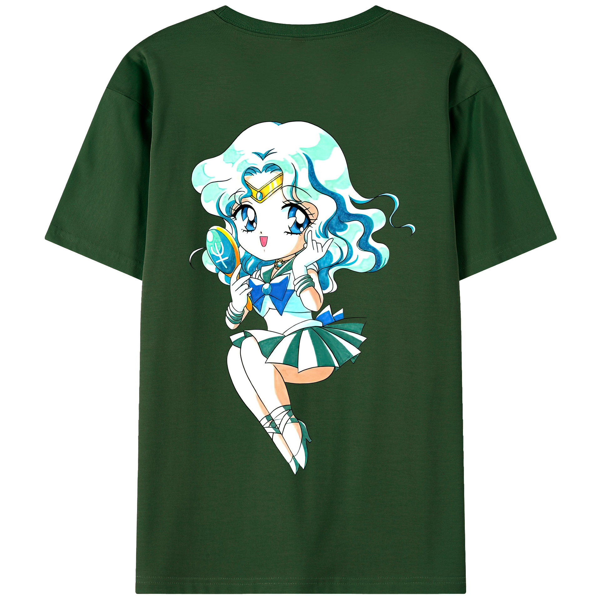 （画像用） 美少女戦士セーラームーン 海王 みちる（かいおう みちる） Sailor Moon Kaiou Michiru 綿100％半袖Tシャツ（背面プリント）